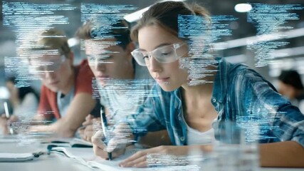 Future of Technology: Three students focus diligently on their work, a visual representation of the innovative intersection of education and technology. 