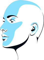 Minimalist Human Head Profile Line Art