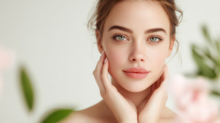 Naklejka premium soft natural beauty portrait, skincare