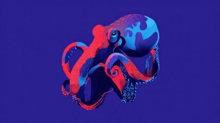 Artistic Octopus Illustration Showcasing Bold Colors in Modern Graphic Design With Space for Title