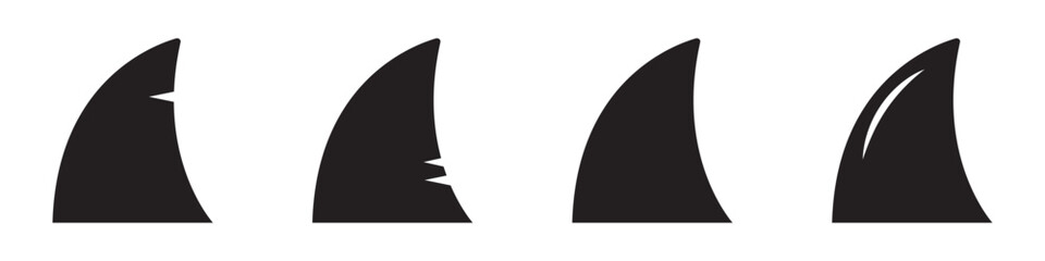 Shark Fin Icons Set – Sea Predator Symbols