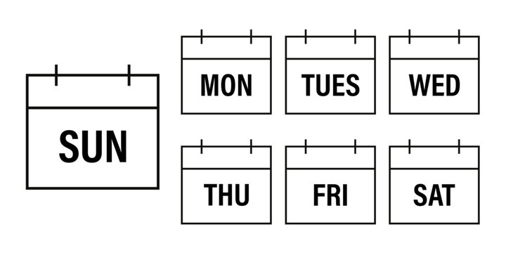 Day of week calendar, calendar set.