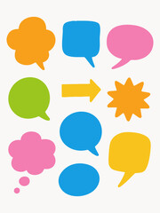 set of colorful speech bubbles