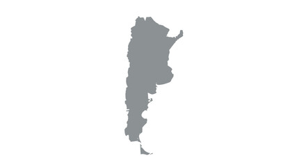 Sleek gray silhouette vector of Argentina's geographical map. A modern, clean graphic representing the South American nation, ideal for education, travel, and design projects
