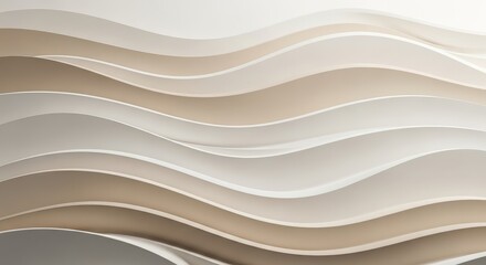 A close up of layered paper waves in shades of white and light brown