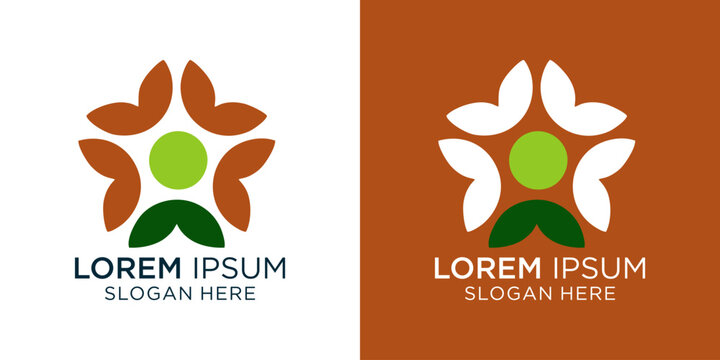 Community logo design featuring a vibrant green center and organic petal shapes, ideal for health, wellness, or nature-inspired brands with modern, earth-friendly values - Powered by Adobe