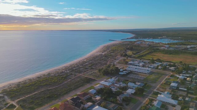 Cinematic aerial footage of Jurien Bay at Sunset in Perth, Western Australia