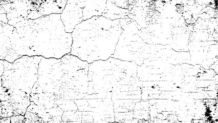 Obraz premium Black and white grunge texture overlay background with distressed cracked plaster effect vector