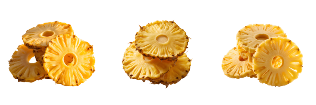 Dried pineapple rings isolated on transparent background - Powered by Adobe