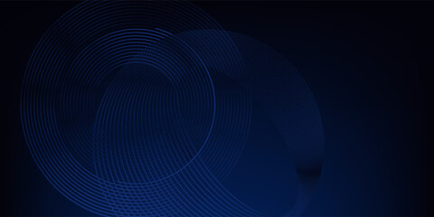 Sophisticated Navy Blue Background with Intersecting Concentric Circles for Modern Design and Technology Concepts with a Touch of Elegant Gradient