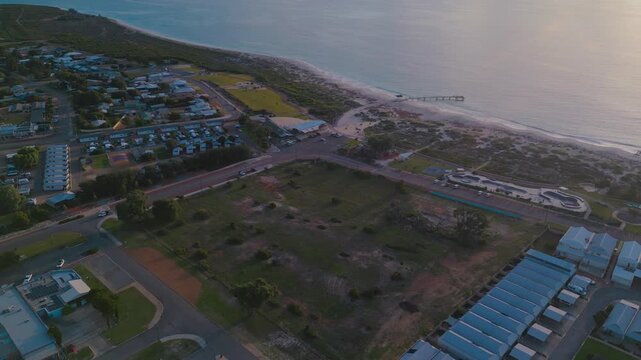 Stunning aerial footage of Jurien Bay at Sunset on a winter evening