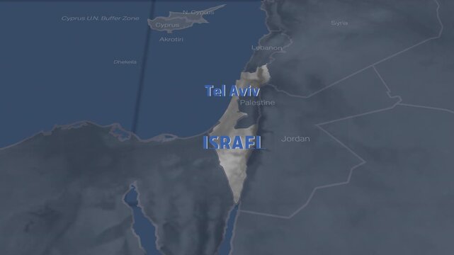 Israel 3D Map Animation &ndash; Alpha Channel Loop Background.	
