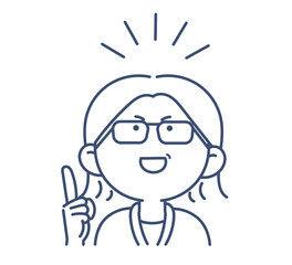 ひらめく40代ビジネスウーマンのイラスト　煽りアングル