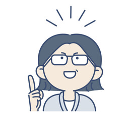 Obraz premium ひらめく40代ビジネスウーマンのイラスト 煽りアングル