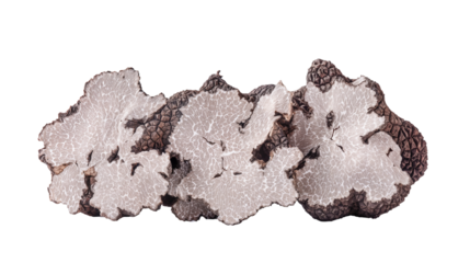 Sliced Alba truffle on white