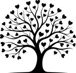 love tree with heart silhouette vector illustration