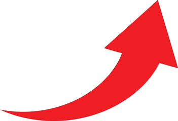 Red arrow pointing upwards indicating growth and success