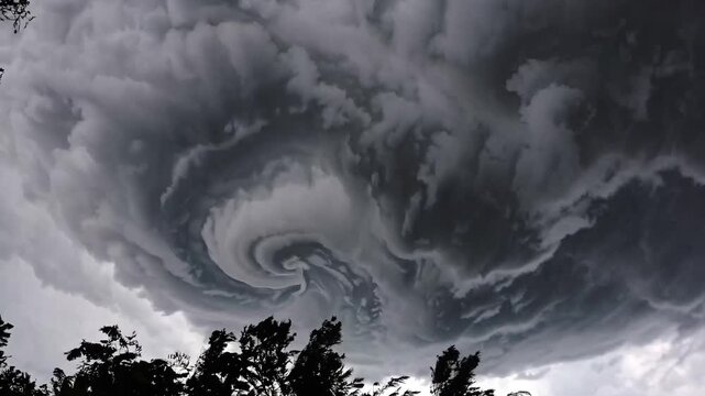 Storm Clouds: Dramatic storm clouds swirl ominously overhead, showcasing the raw power and beauty of nature in a pre-storm spectacle. The dark clouds fill the sky, creating a feeling of anticipation