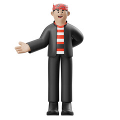 3D Rendering of Man Wearing Indonesian Madura Clothing