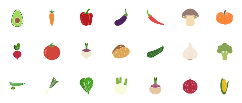 Set of vegetables SVG Icons Set
