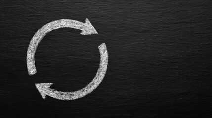 Sketching circular arrows blackboard chalk drawing educational environment creative concept