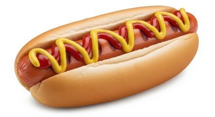 HOT DOG isolated on white background, clipping path, full depth of field