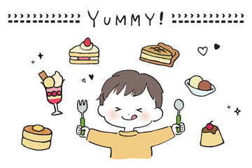 デザートと男の子のイメージ