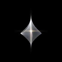Fototapeta premium A luminous, abstract diamond-shaped form with sharp points and soft, flowing edges, emitting a bright golden light at its center, set against a stark black back