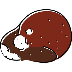 A Simple Reddish Brown Steak Icon With A White Outline Isolated On A Transparent Background With Some White Dots Representing Marbling