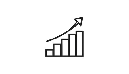 A minimalist line art diagram showing a bar graph with an arrow indicating upward trending positive growth