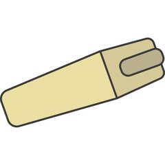 A simple illustration of a hot dog with a beige bun and a brown sausage isolated on a transparent background symbolizing fast food and casual dining