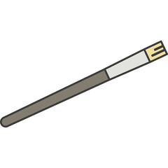 A simple illustration of a makeup brush with a gray handle and white ferrule on a transparent background