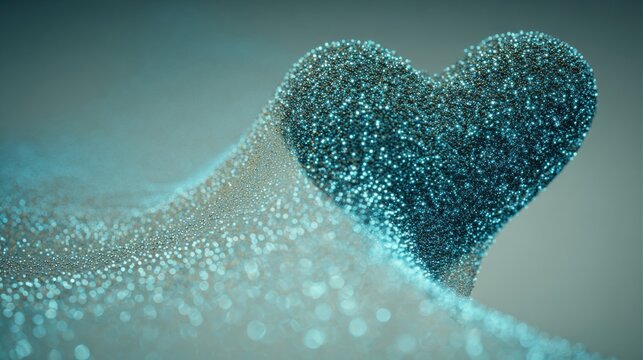 3D Heart Particles Float in a Transparent Wave Design, Creating a Modern Glossy Theme With Ample Empty Space for UI Elements
