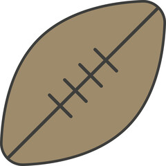 Brown American Football On Transparent Background Sports Equipment Object Isolated Close Up Detail Simple Flat Design