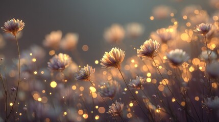 Close up of backlit flowers with bokeh effect