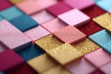 Floating geometric symbols with shimmer, new year, contemporary celebratory vibe