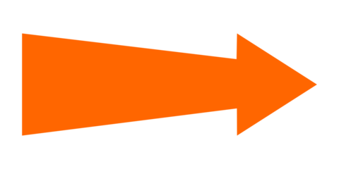 A bright orange arrow icon pointing to the right, isolated on a plain white background.