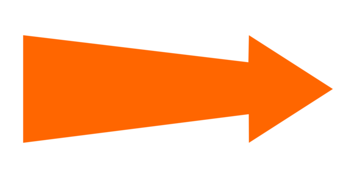 A bright orange arrow icon pointing to the right, isolated on a plain white background.