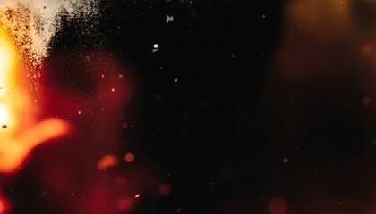 Abstract chemical film decay texture with crystalline grain patterns and warm orange red light leaks on dark background