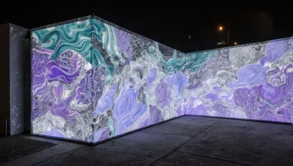 Immersive digital art installation with glowing abstract light patterns.