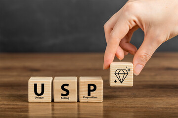 Unique selling proposition (USP), marketing strategy concept. The competitive advantage of product and service and attract customers. Differentiate from the competition, unique benefits and features.