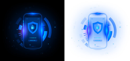 PNG Cyber Security Antivirus Protection for Digital Technology Smartphone Privacy and Mobile Hud Data - Transparent Illustration