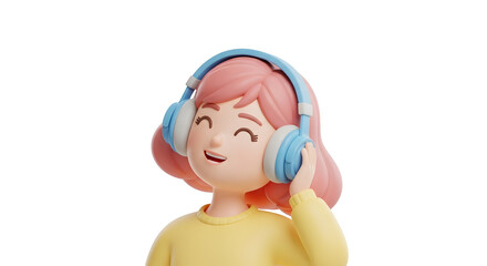 Joyful girl listening to music with headphones silhouette