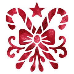 Red foil christmas ornament with candy canes and star