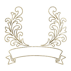 Gold filigree wreath frame with banner design