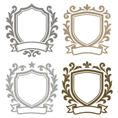 Glitter heraldic shield frames and ornate crests