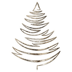 Abstract gold christmas tree illustration with transparent background