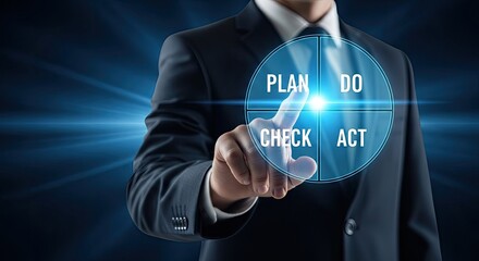 Professional using pdca cycle for business strategy and growth.
