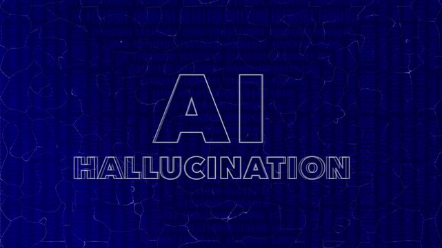 AI hallucination animation - artificial intelligence error with false data and misleading output. AI hallucination animation machine learning mistakes and misinformation risk motion graphic video