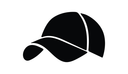 Black Baseball Cap Icon Vector Illustration on Transparent Background